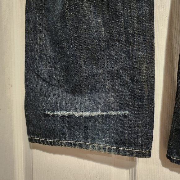 True Religion Men's Denim Blue Jeans Size 36 Slim 100% Cotton Distressed Ripped - Picture 10 of 15